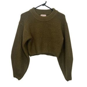 Urban Outfitters Women Sweater Size XS Chunky Knitted Crop Top Dolman Sleeve